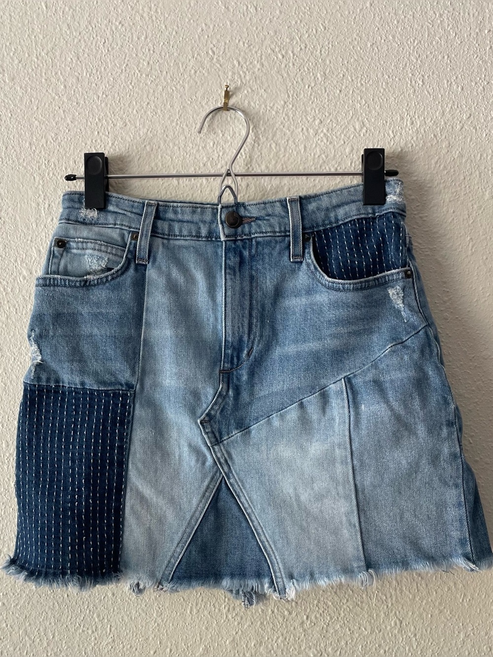 Joe’s Jeans The Charlie High Rise Denim Mini Skirt Patchwork W27 USA